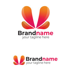 Abstract Fluid Petal Logo Design - Modern Butterfly, Leaf, or Bloom Symbol with Vibrant Pink and Orange Gradient for Beauty or Nature Brand