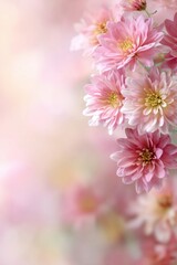 Obraz premium Delicate Pink Dahlias Blooming in Soft Pastel Background