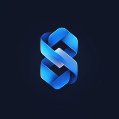 abstract blue intertwined ribbon shape on dark background creating a modern futuristic symbol
