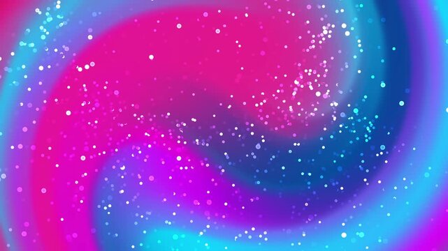 Abstract Swirling Gradient Background with Glittering Particles in Neon Colors