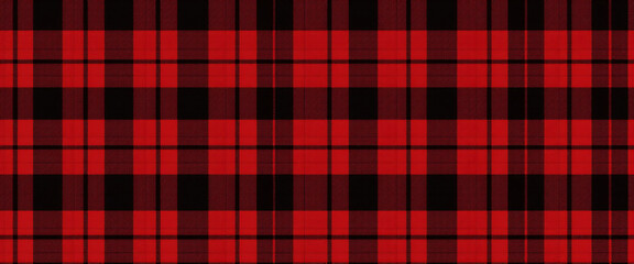Buffalo check plaid pattern with bold red and black squares soft wool fabric seamless textile texture design
