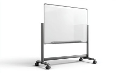 Fototapeta premium Modern mobile whiteboard on wheels with a sleek design ideal for collaborative workspaces, classrooms, and presentations in professional environments