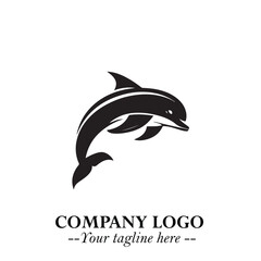 Dolphin Logo Symbol Black on White Background in Elegant Minimalist Vector Design for Modern Branding
