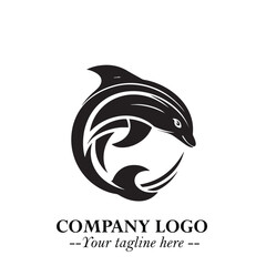 Dolphin Logo Symbol Black on White Background in Elegant Minimalist Vector Design for Modern Branding