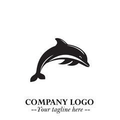 Dolphin Logo Symbol Black on White Background in Elegant Minimalist Vector Design for Modern Branding