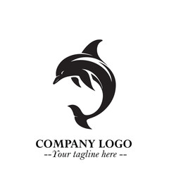Dolphin Logo Symbol Black on White Background in Elegant Minimalist Vector Design for Modern Branding