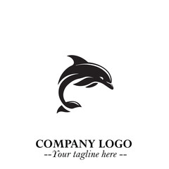 Dolphin Logo Symbol Black on White Background in Elegant Minimalist Vector Design for Modern Branding