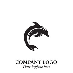 Dolphin Logo Symbol Black on White Background in Elegant Minimalist Vector Design for Modern Branding