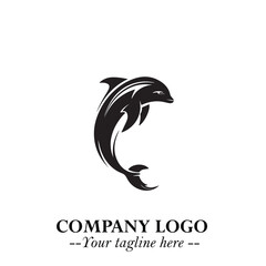 Dolphin Logo Symbol Black on White Background in Elegant Minimalist Vector Design for Modern Branding