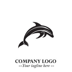 Dolphin Logo Symbol Black on White Background in Elegant Minimalist Vector Design for Modern Branding