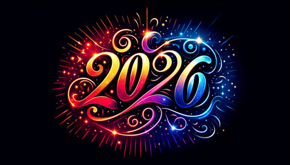 Colorful Fireworks, Party Lights & Typographic Wishes | Festive Holiday Greeting Footage, 2026, New Year, joy, brand new, celebration, festival, get rid of the old and start anew, a new beginning 