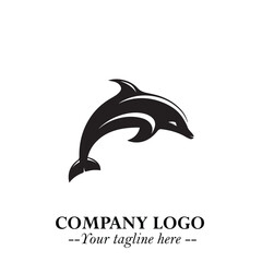 Dolphin Logo Symbol Black on White Background in Elegant Minimalist Vector Design for Modern Branding