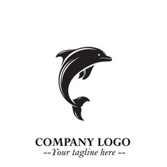 Dolphin Logo Symbol Black on White Background in Elegant Minimalist Vector Design for Modern Branding