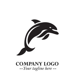 Dolphin Logo Symbol Black on White Background in Elegant Minimalist Vector Design for Modern Branding
