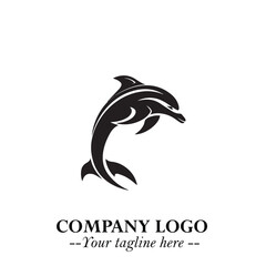 Dolphin Logo Symbol Black on White Background in Elegant Minimalist Vector Design for Modern Branding