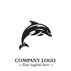 Dolphin Logo Symbol Black on White Background in Elegant Minimalist Vector Design for Modern Branding