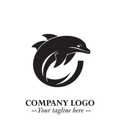 Dolphin Logo Symbol Black on White Background in Elegant Minimalist Vector Design for Modern Branding