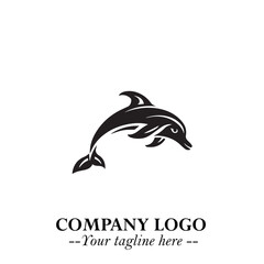 Dolphin Logo Symbol Black on White Background in Elegant Minimalist Vector Design for Modern Branding