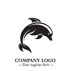Dolphin Logo Symbol Black on White Background in Elegant Minimalist Vector Design for Modern Branding