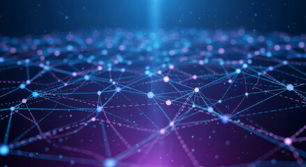 Abstract digital network with glowing nodes.