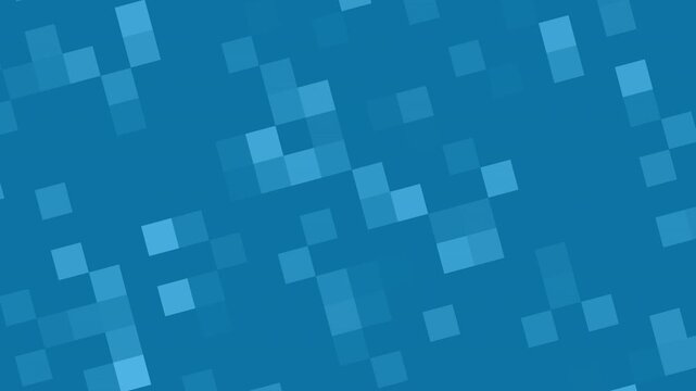 Abstract Pixelated Geometric Square Random Arrangement in Gradient Blue Background