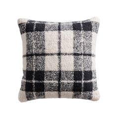 Black and cream plaid cushion isolated on transparent background