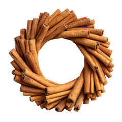 Cinnamon sticks circle frame isolated on transparent background