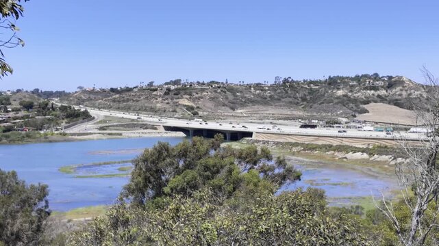 Panoramic View of Annie&rsquo;s Canyon Trail and Interstate 5 Near San Elijo Lagoon, Solana Beach