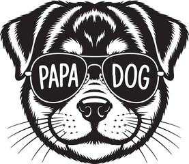 Papa Dog with Sunglasses Head Silhouette