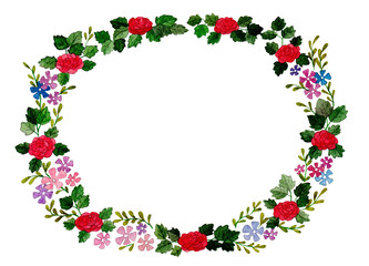 Spring Floral Watercolor Oval Wreath Frame