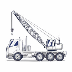 Naklejka premium Illustration of a heavyduty construction crane truck.