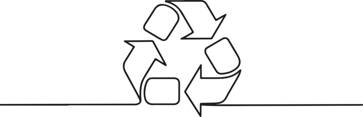 Recycle Sign Continuous Line Drawing Environment Conservation Symbol