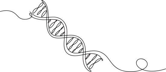 Continuous Line Drawing of DNA Helix Science and Biology Symbol Graphic