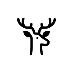 Obraz premium Minimalist Deer Head Logo Symbol Vector Illustration