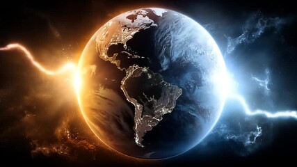 Earth globe with contrasting light and dark sides representing day and night