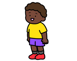 立って話す黒人の男の子