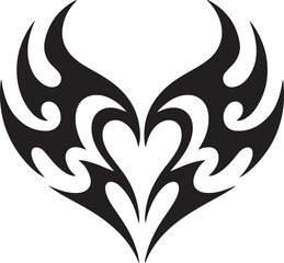 Black Tribal Heart Shape Graphic Element