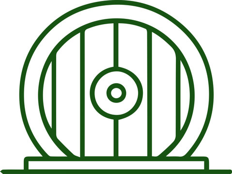Whimsical Green Round Door Icon Evoking Fantasy World Entrance Design