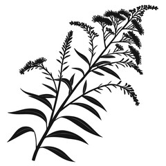 Stylized silhouette of a goldenrod plant with white accents