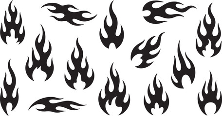 Naklejka premium Flame Collection Silhouette Fire Element Graphic Hot Energy Burning Spark