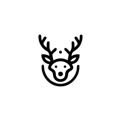 Minimalist Deer Head Crest Vector Illustration