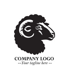 Head of Sheep Logo Symbol in Minimalist Modern Vector Design for Farm, Agriculture, and Wool Branding