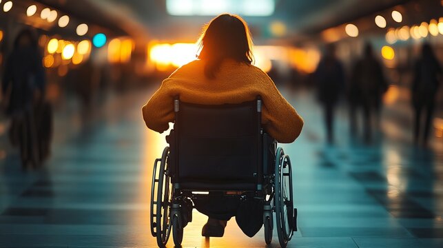 Anonymous woman with disability preparing for travel journey with suitcase and confidence