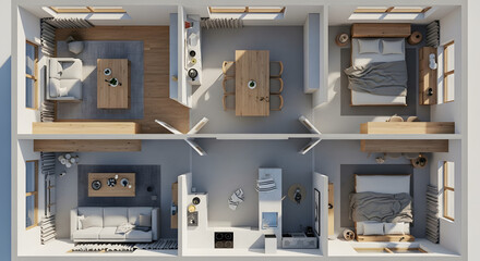 Modern Two-Story House Plan with Open Concept Living and Bedrooms