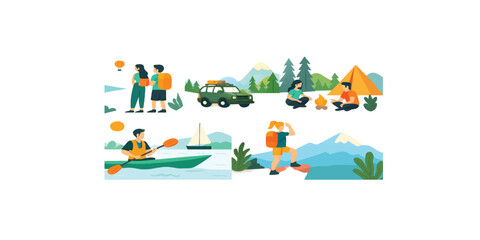 Obraz premium Travel adventure flat illustration set