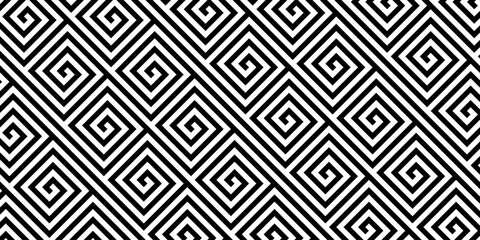 Seamless black and white geometric pattern with spiral diamond shapes creating an optical illusion background.