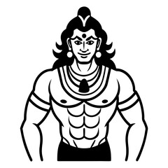 Muscular male figure with elaborate hairstyle and jewelry strong warrior