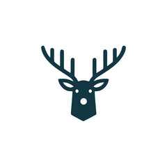 Minimalist Reindeer Head Icon in Elegant Vector Design