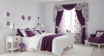 modern living room interior with purple color