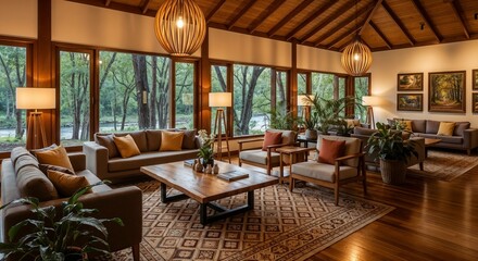 luxury hotel room interior wooden style